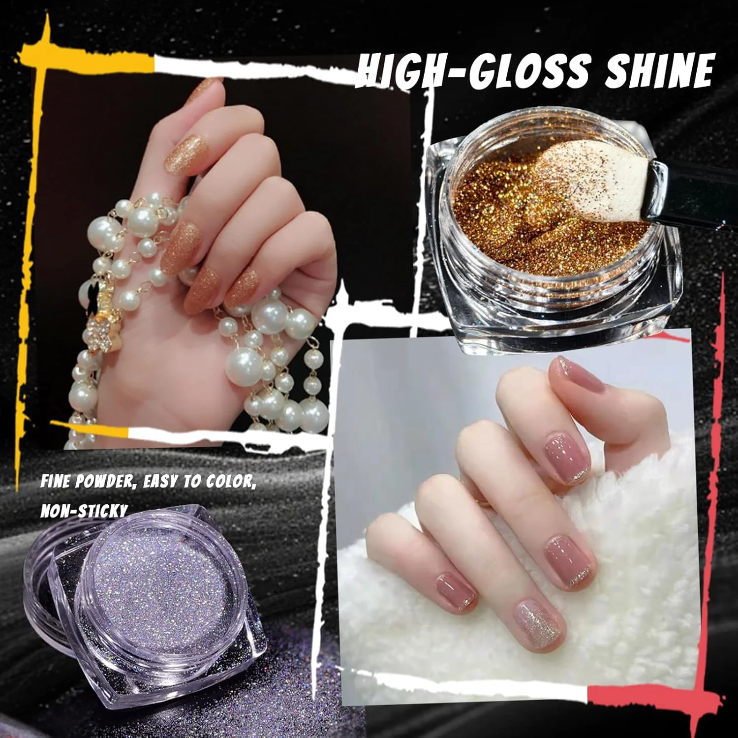 10-doos Moonlight Mirror Nail Powder Silver Fine Glitter Metallic Effect Pigment Gel Polish Chrome Holografisch nagelpoeder