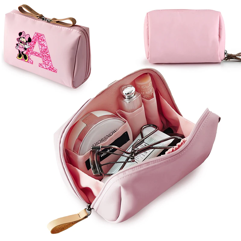 Minnie Mickey Mouse Disney Lady Makeup Bag borsa cosmetica da donna lettera Cartoon Anime Bags Terylene Makeup Girls regali di compleanno