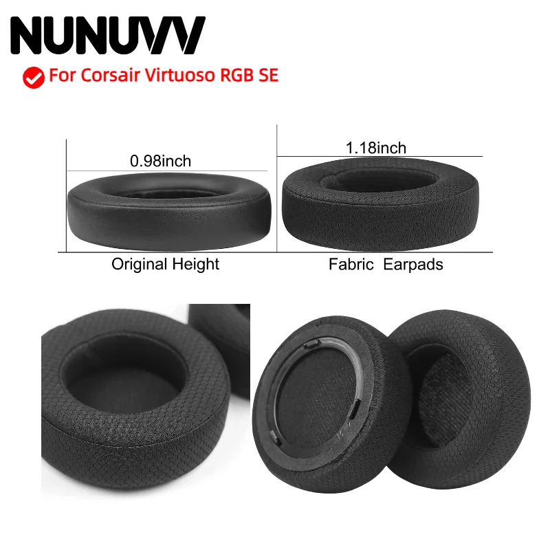 

Replacement Earpads For Corsair Virtuoso RGB SE Ear Cushion / Headphone Ear Pad