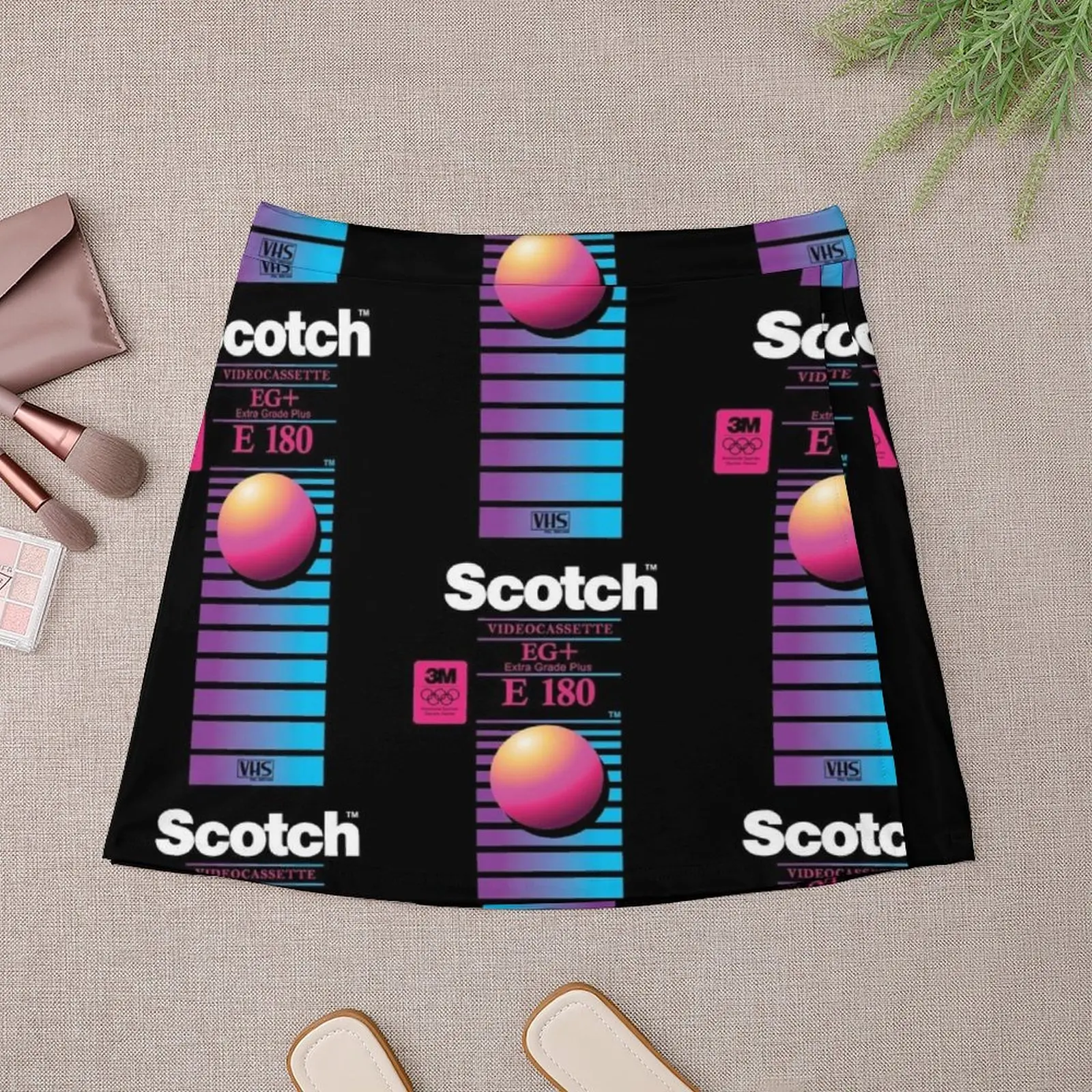 ชุดกระโปรงกระโปรง ROK MINI ชุดกระโปรง E-180สไตล์เกาหลี vaporwave VHS Scotch