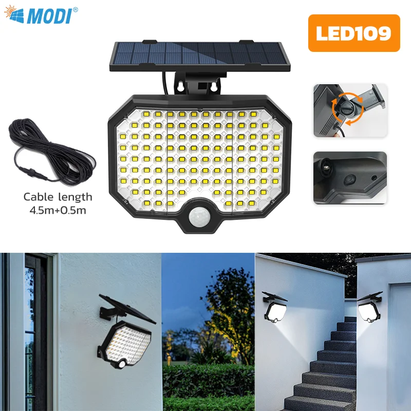 

Solar Wall Light: High - Efficiency 5.5V 1.65W Panel, 3.7V 1800mAh Battery, Perfect for Outdoor Areas like Garages and Terraces