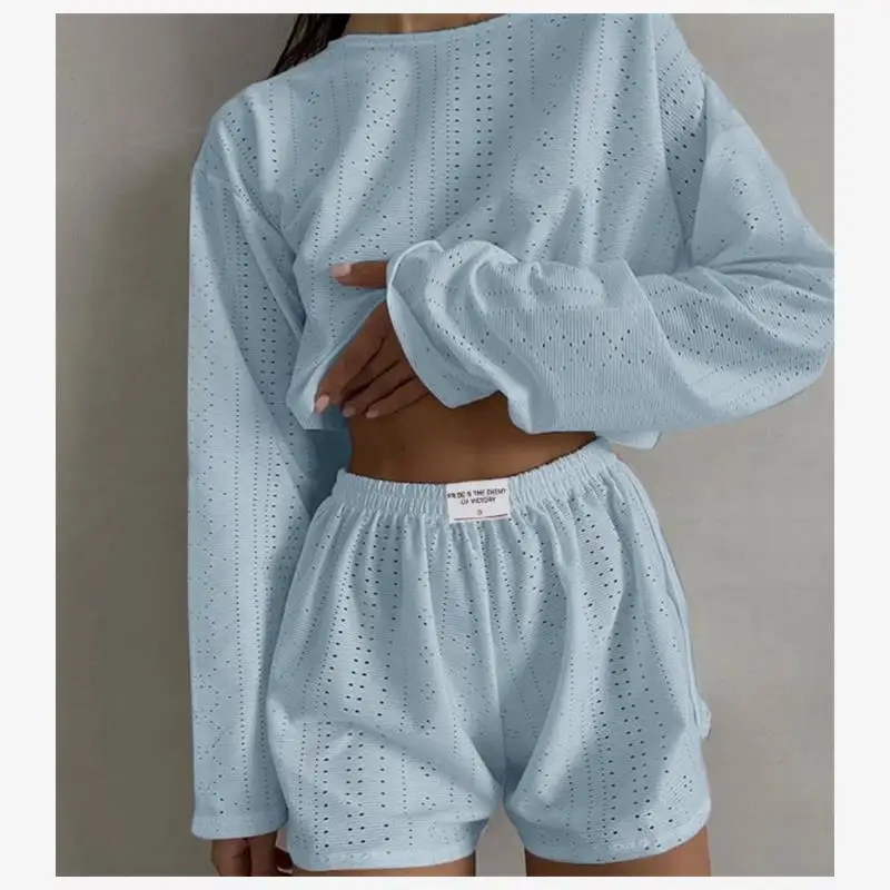 Conjunto de 2 Piezas Casual y Moderno para Mujer, Top y orts, Estilo Princesa, Manga Media, , Forro Polar Cálido, Ropa ...