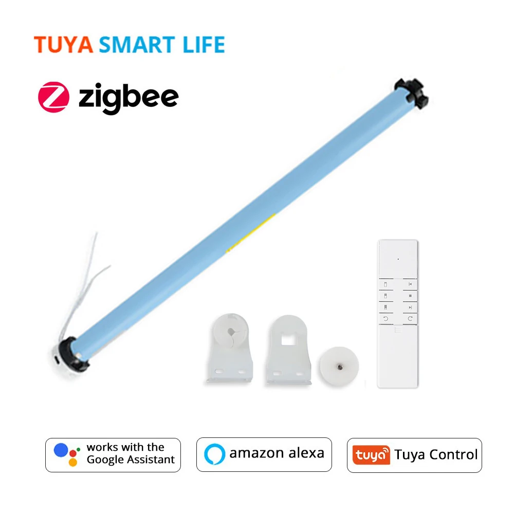 Tuya Zigbee Smart Roller Shade Motor Built in Battery Electric Curtain Engine for 37 38mm Tube Alexa Google Home Voice Control