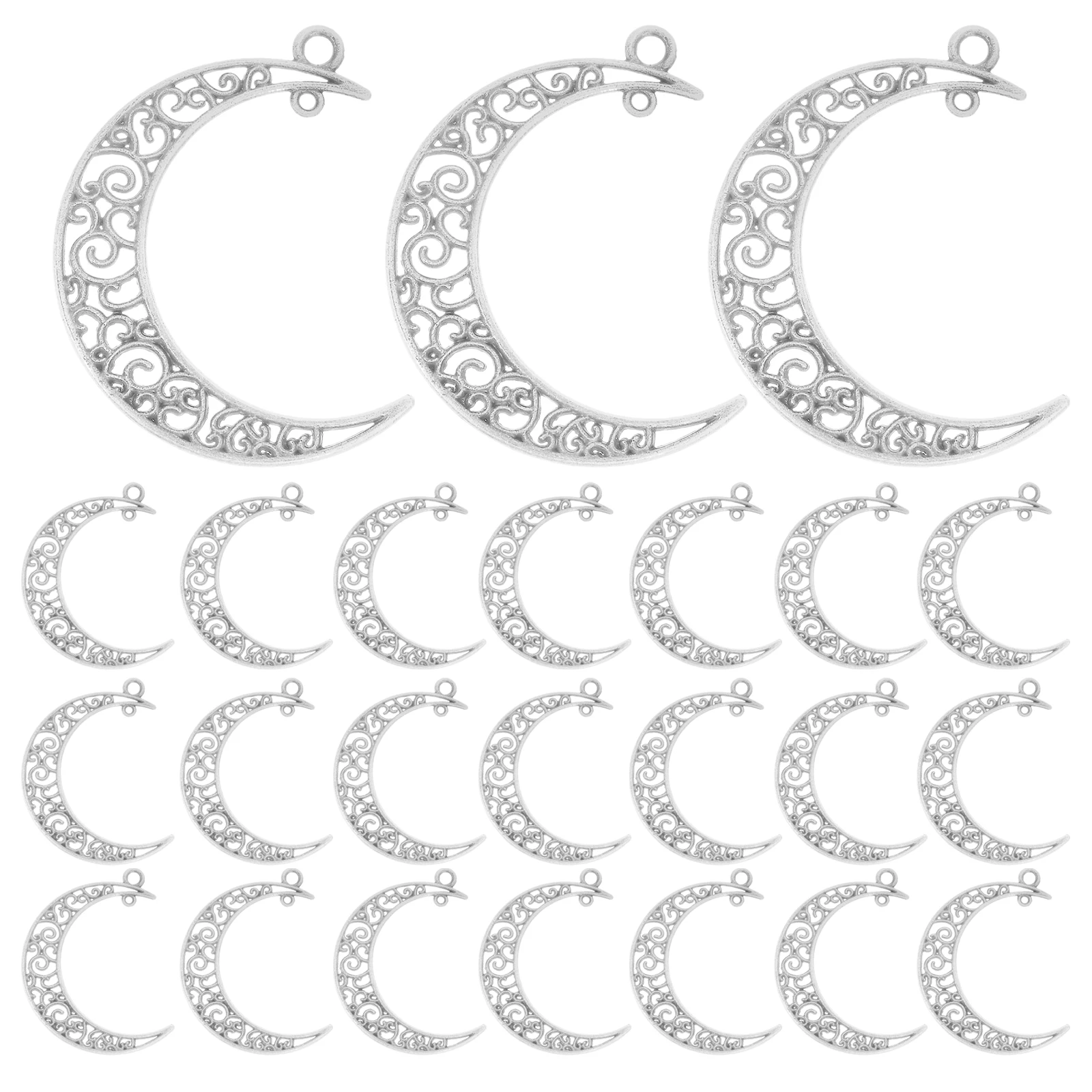 

50 Pcs Moon Pendant Bracelet Charms Necklace Vintage Dangle Jewelry Metal Optional Celestial Pendants