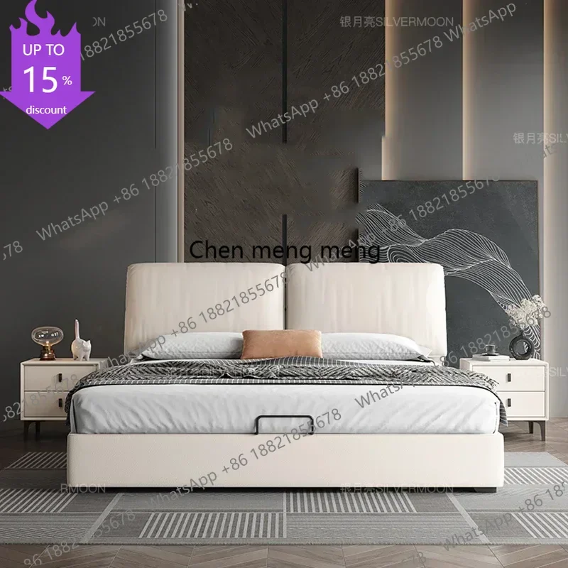 B182 Leather Soft Bed Headboards Design Sleeping Princess Floor Sun Modern Japanese Wooden Beauty Bed Full Muebles Hotel Furnitu