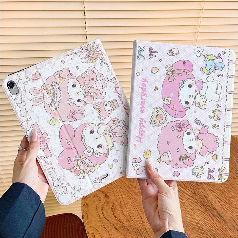 

Cute MyMelody IPad Case with Pen Slot for IPad Air8 7 6 11th 2025 Pro 11 10th 9th 5th 9.7in Trifold Stand Shockproof Smart Cover