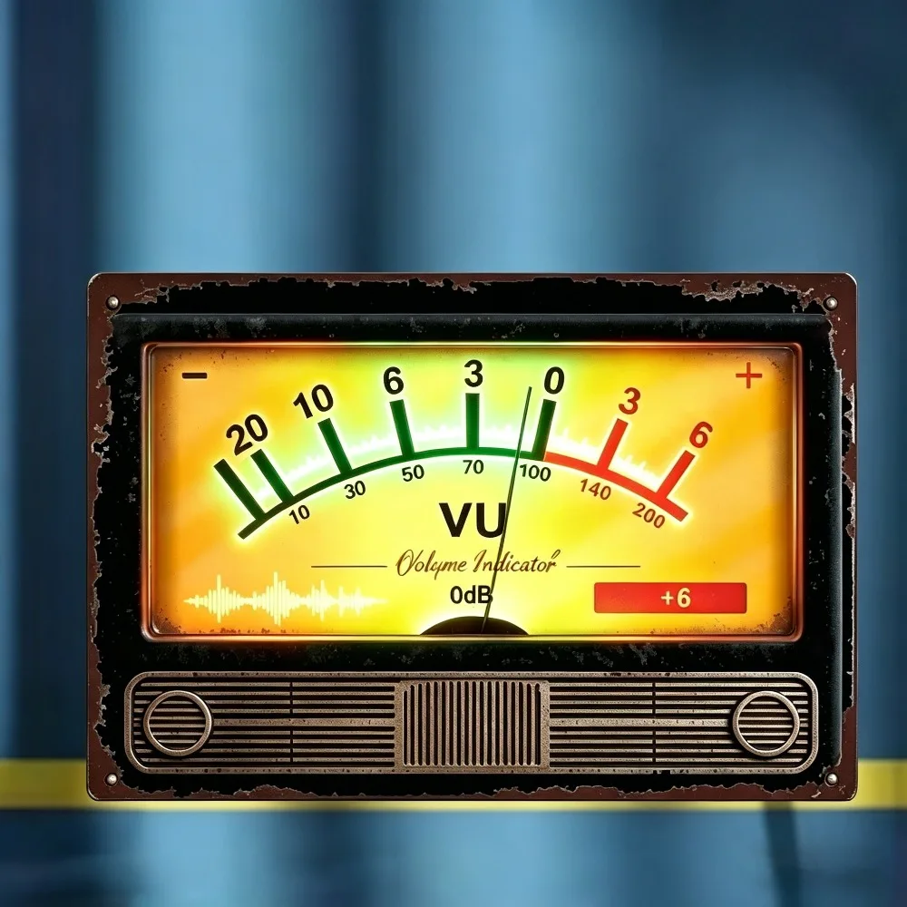 Retro VU volume indicator metal logo retro audio indicator with DB scale, suitable for home studio music room decoration