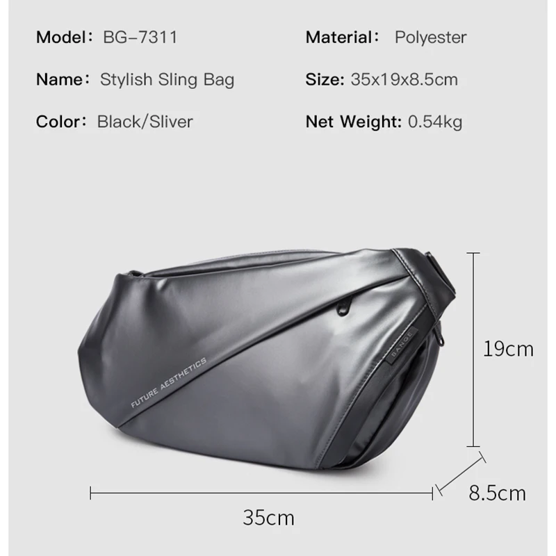 BANGE Men Chest Bag New Design Fashion Multifunction Waterproof Anti-stain Big Capacity Travel Portable Crossbody Bag Sling Bags