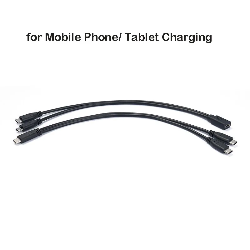 USB نوع C Y كابل الفاصل 1 أنثى إلى 2 ذكر تمديد سلك هاتف الكمبيوتر اللوحي 15 واط 3A محول الطاقة الحبل شحن محول الخط