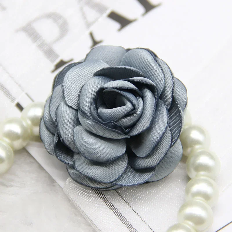 10pcs Handmade Rose Fabric Artificial Flowers DIY Hair Clips Clothing Headscarf Bridal Headdress Artificial Flowers Accessories