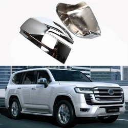 Rearview Mirror Cap Wing Side Mirror Cover replace For Toyota Land Cruiser 300 Series LC300 2021-2024 ABS Chrome Car Accessories