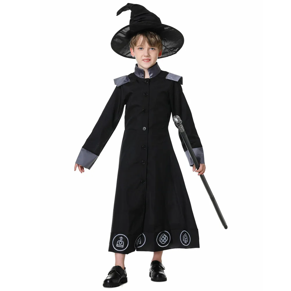 Disfraz de hechicero oscuro místico, Warlock Medieval, disfraz de Halloween para niños, bata de mago encanto, Cosplay, Carnaval, Purim de Pascua