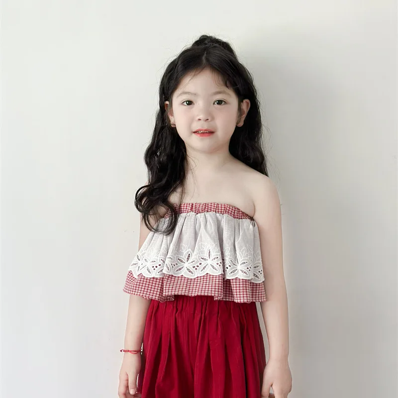 

2025 Summer New Foreign Style Vest Top Girls Summer Inner Tube Top Fart Curtain Personalized Fashion Casual