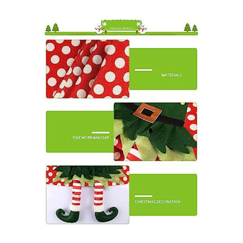 1 Piece Tree Elf Collar With PC Boards Elf Leg Tree Ring Bottom Decoration Cute Tree Stand Cover Holiday Supplies Home Decor