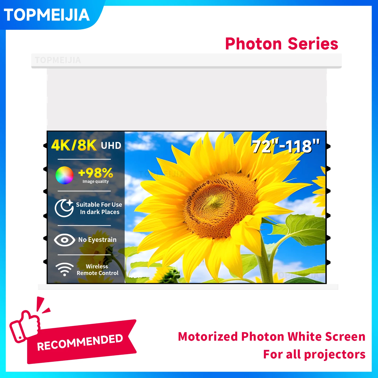 Floating Screen Electric Projection Screen Photonic White Screen Home 100 inch Hidden Automatic Lifting 4K Ultra High Definition