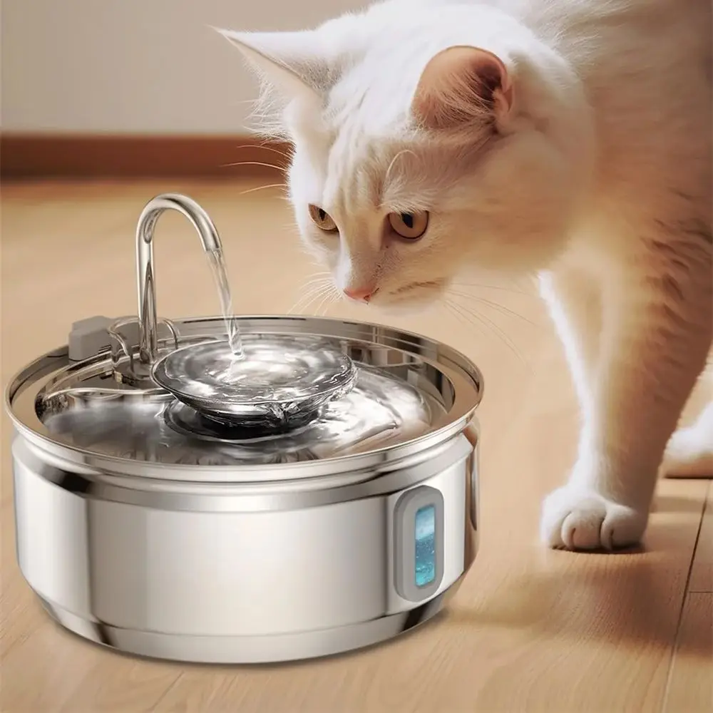 

3.2L Cat Automatic Water Dispenser Smart Cat Fountain Pet Auto Water Feeder with Visible Window Dog Stainless Steel Water Bowl