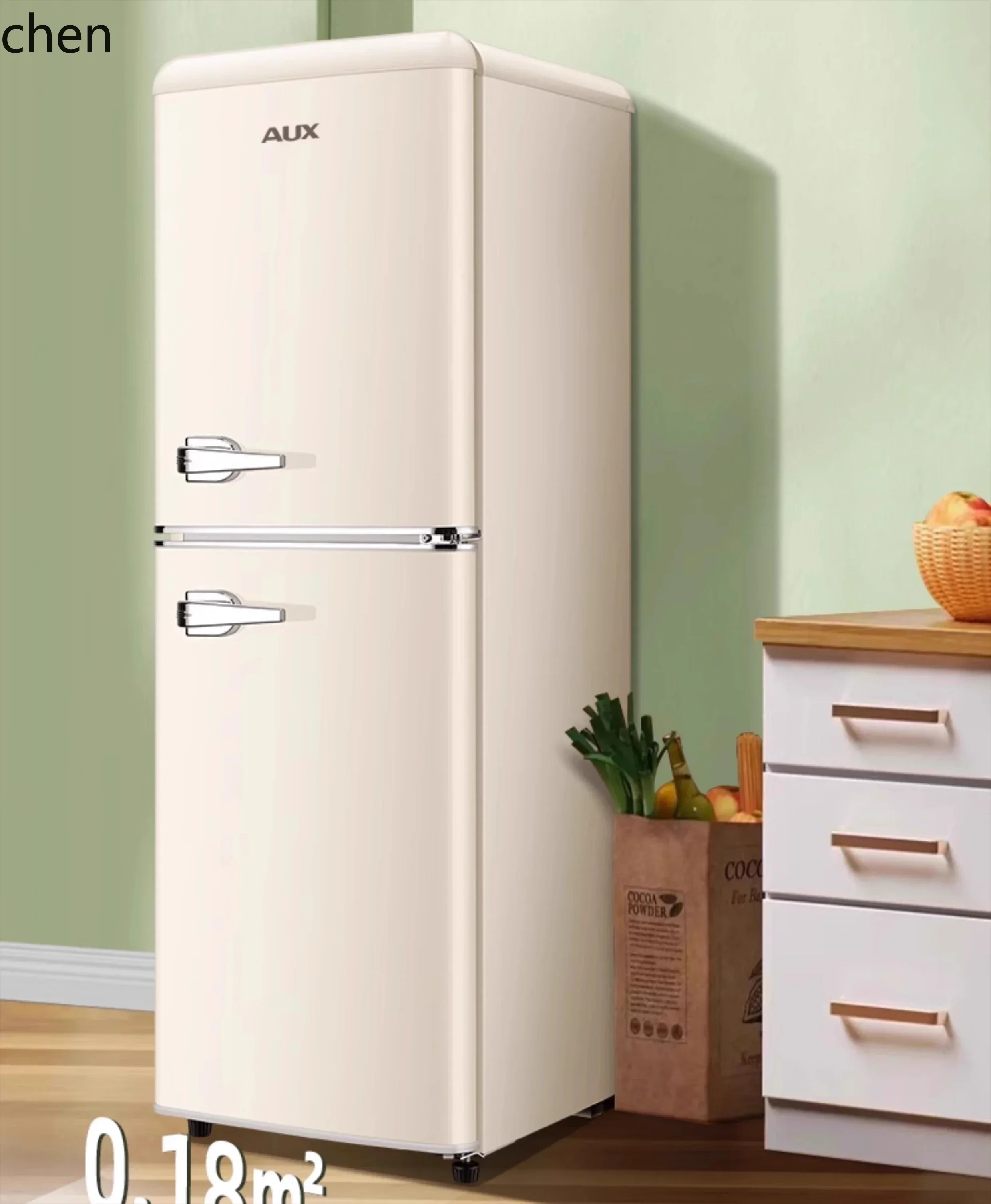 

Oaks retro refrigerator small living room office French cream style high value Internet celebrity silent energy saving