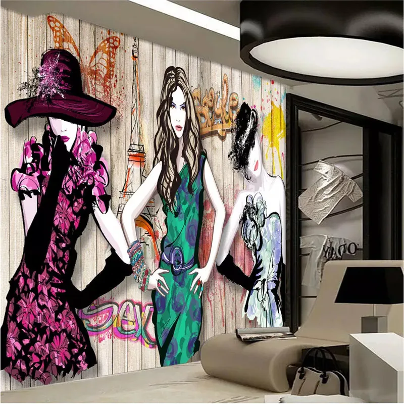 Beauty Clothing Store Industrial Decor Background 3D Wallpaper Personality Clothing Mall Mural Text Can Be Modify Wall Paper 3D