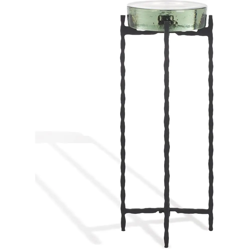 

Elegant Black & Clear Cast Glass Beverage Table