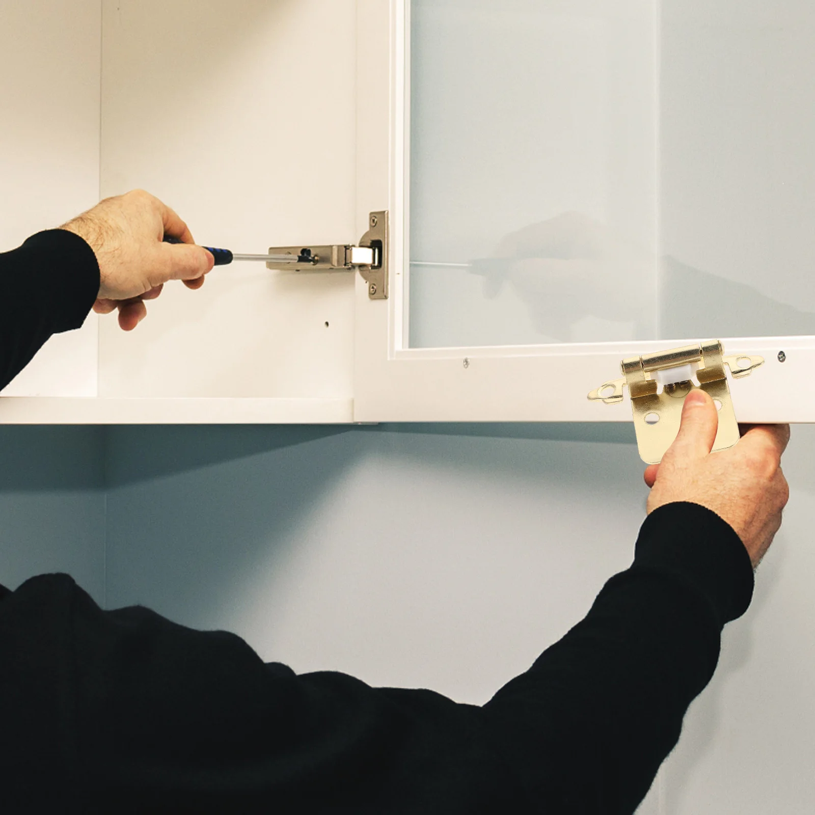 

5pcs Semi-Hidden Hinges 1/2 Surface Mount For Rv Cabinet Doors Heavy Duty Auto Close Spring Loaded Camper Trailer Hardware