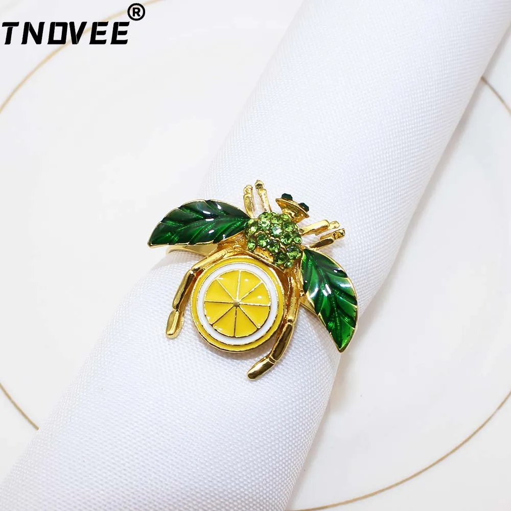 6Pcs New Arrival Bee Napkin Rings Creative Insect Fruit Napkin Holder for Wedding Birthday Baby Shower Christmas Decor ERE103