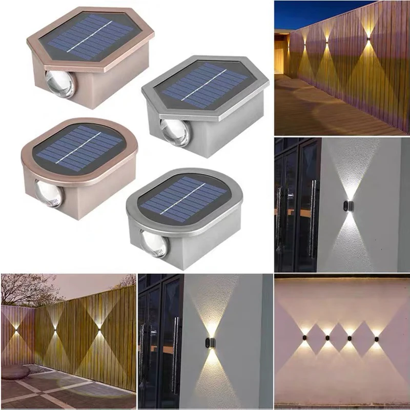 Strong Brightness Solar LED Wall Light Outdoor Waterproof Garden Lights Wall Washer Villa Exterior Wall Lamp Terrace Solar Lamps