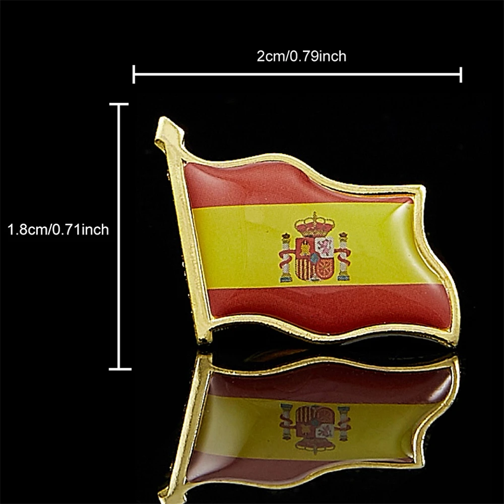 Spain Waving National Flag Gold Plated Courtesy Enamel Lapel Pin Badge Collectible