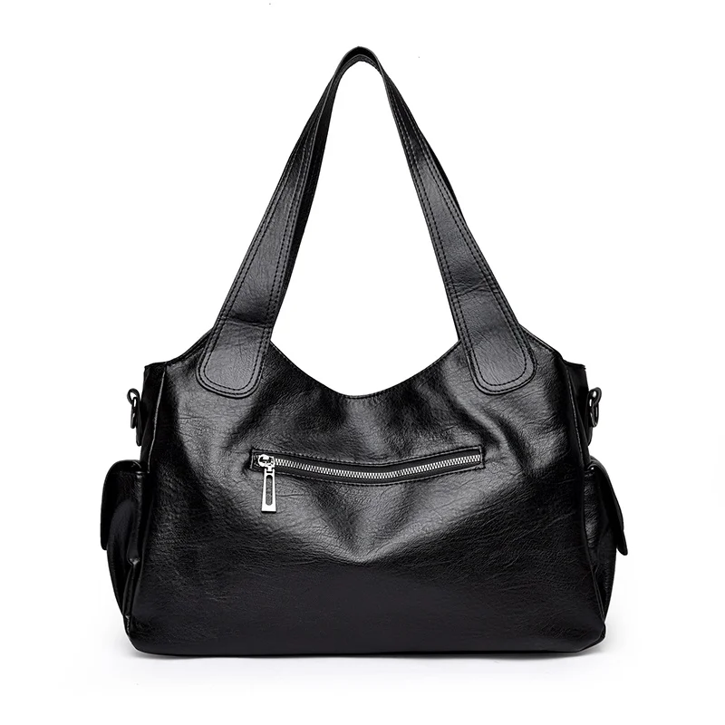 Pu shoulder bag fashionable temperament zipper opening design daily commuter handbag image 2