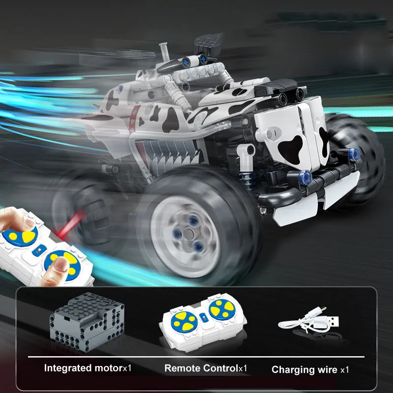 

Technical Off-road Vehicle Building Block Radio 2.4ghz Remote Control Animal Monsters Orv Bricks Shark Dog Ghost Bull Rc Car Toy