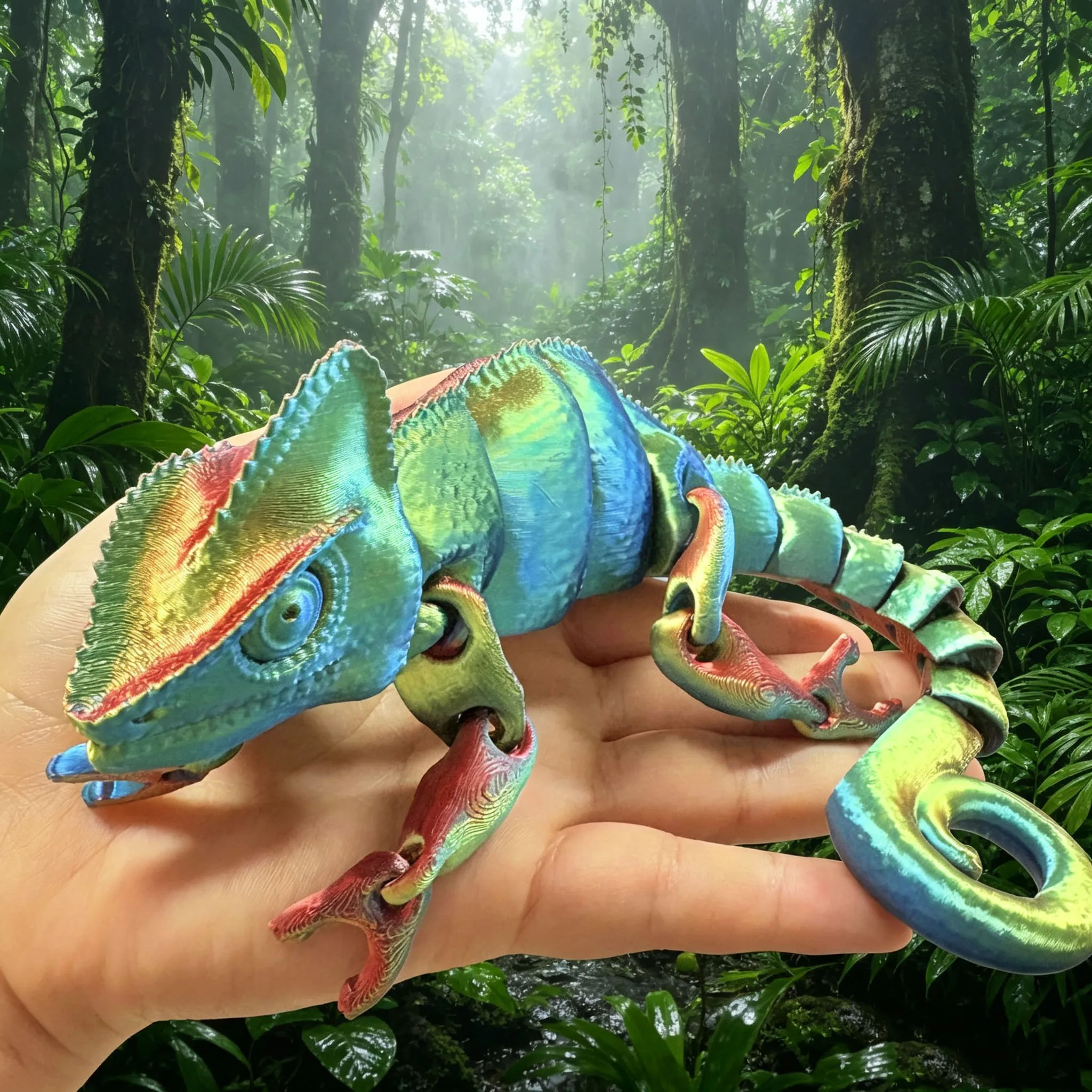 カメレオンの関節式フレキシブルフィジェットデスクフィギュアお - 3D Printing Lizard のレビューと価格