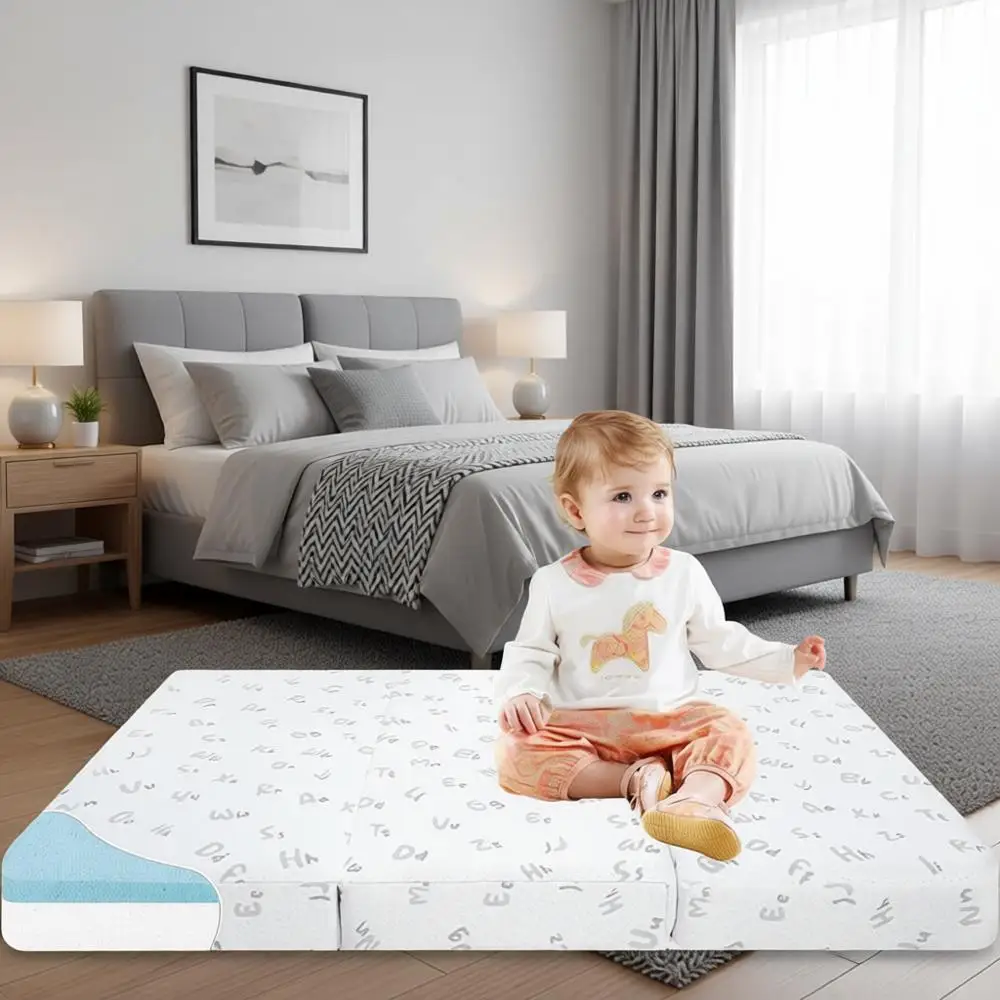 

Pack and Play Mattress Pad - 38x26 Breathable Removable Cover - Dual-Sided Memory Foam Portable Travel Baby Crib Mattress