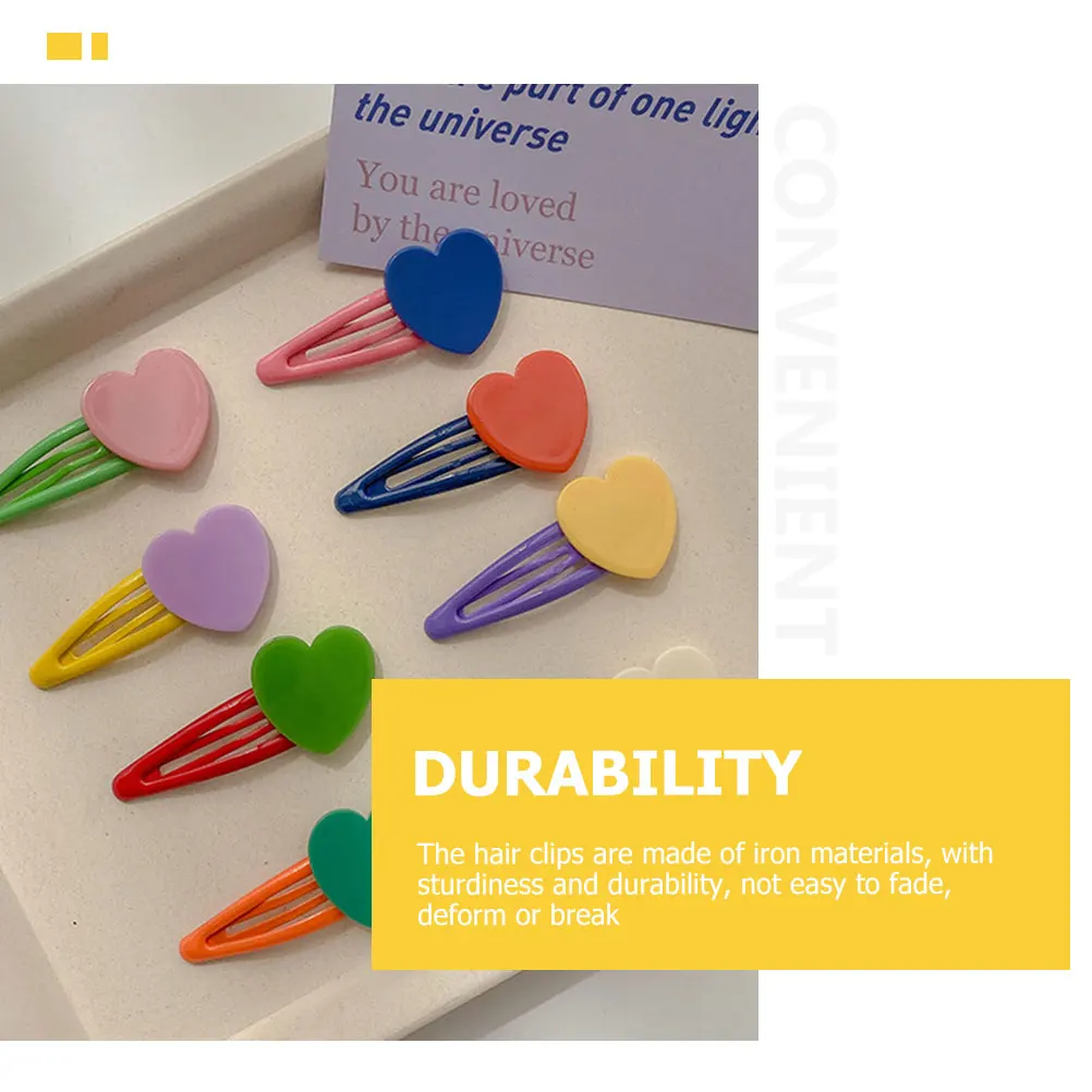 

8Pcs Kids Heart Hairpins Sturdy Iron Decorative Barrettes for Girls Birthday Party Daily Wear Adorable Children Hair Clips