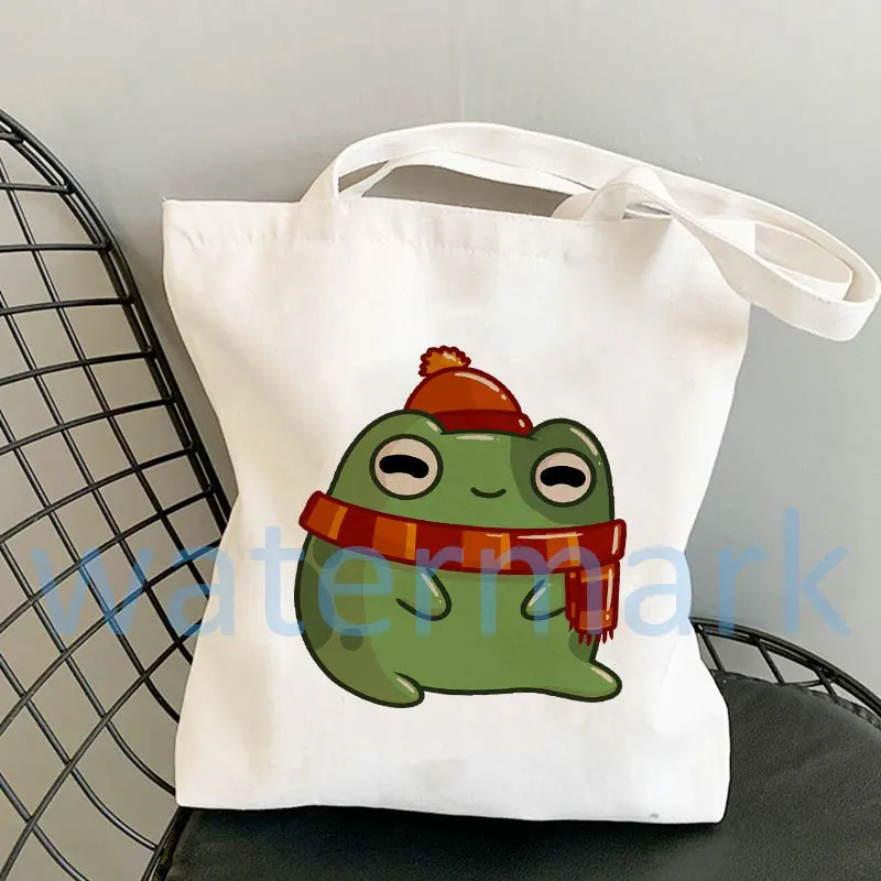 Cute Frog Tote Bag Various Designs Illustration Digital Art Hand Drawn Reusable Bag Bag for Life Anime Tote Bag Canvas Bag