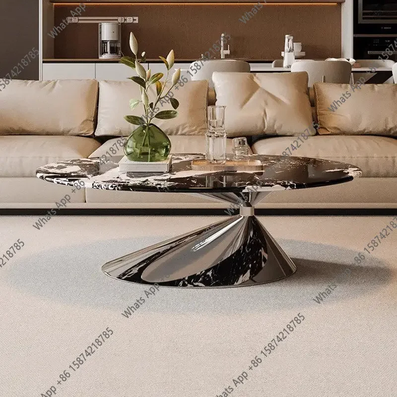 X25 Italian Minimalist Coffee Table Living Room Household Oval Marble Modern Minimalist Light Luxury Fashion