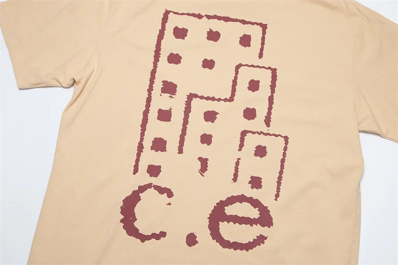 Men Women Casual CAVEMPT T Shirts with Mobile Phone Poster Graffiti Print on The Back Unisex Green Short Sleeved Tops