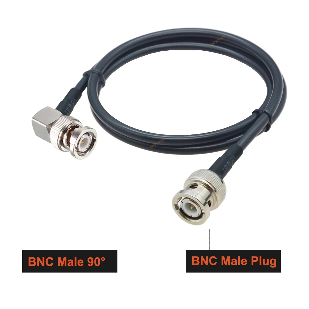 BEVOTOP BNC to BNC RG58 Cable BNC Male to BNC Male Straight / Right Angle 90° Plug RG-58 Jumper 50Ohm RF Coaxial Extension Cable