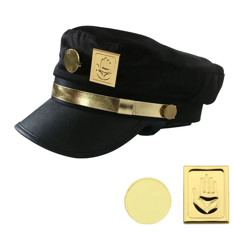 Jojojojo's Bizarre Adventure Kujo Jotaro Cosplay Cap Unisex adulto distintivo in metallo cappello Prop