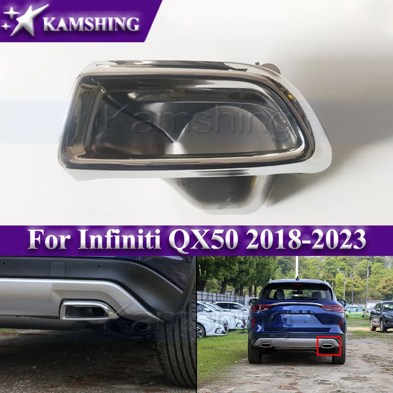 

Kamshing Rear Bumper Muffler Trim Cover For Infiniti QX50 2018-2023 Rear Exhaust Pipe Frame