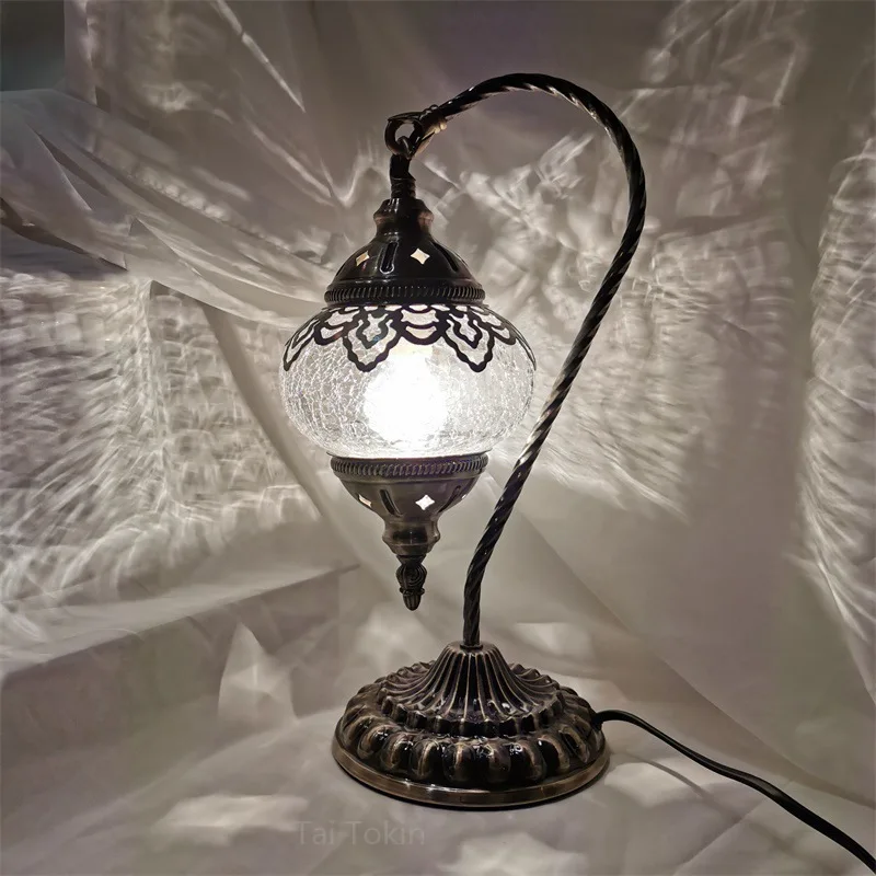 

9V7T Dubai Featured Ice Crack Table Lamp Bedroom Bedside Restaurant Hotel B&B Bar Cafe Turkish Terrace