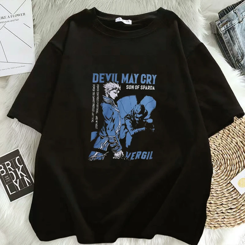 

Popular Game "Devil May Cry" Pattern T-shirt Women's Fashion Retro Short-sleeved T-shirt Casual T-shirt Street Trend Fashion Y2K