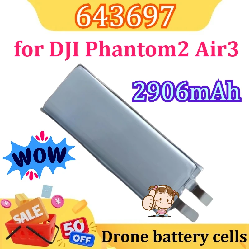

Новый аккумулятор 643697 2906 мАч для DJI Phantom2 Air3, замена 803496