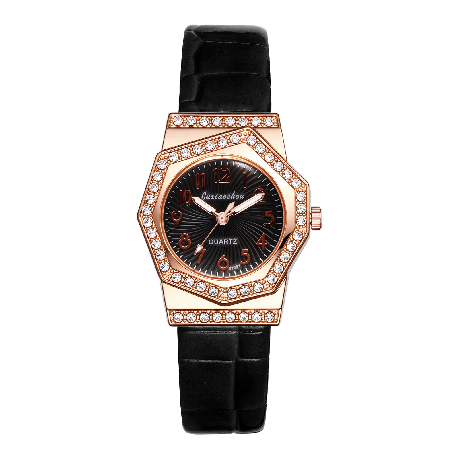

Ladies' quartz watch with irregular full diamond case and Arabic numeral hour markers, a fashionable and exquisite ladies' watch