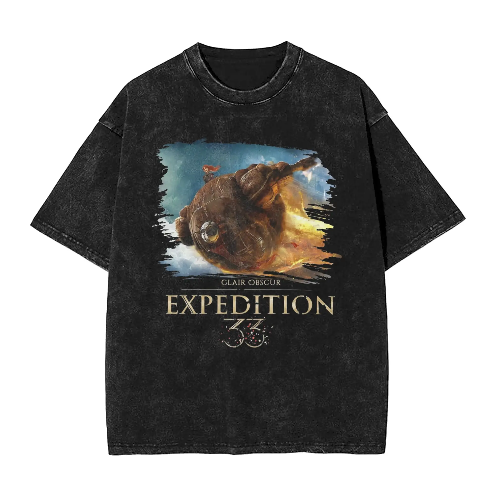 

Oversized Washed T Shirt Sci Fi Game Clair Obscur Expedition 33 Cotton T-Shirts Fashion Tshirt for Men Summer Aesthetic Tees