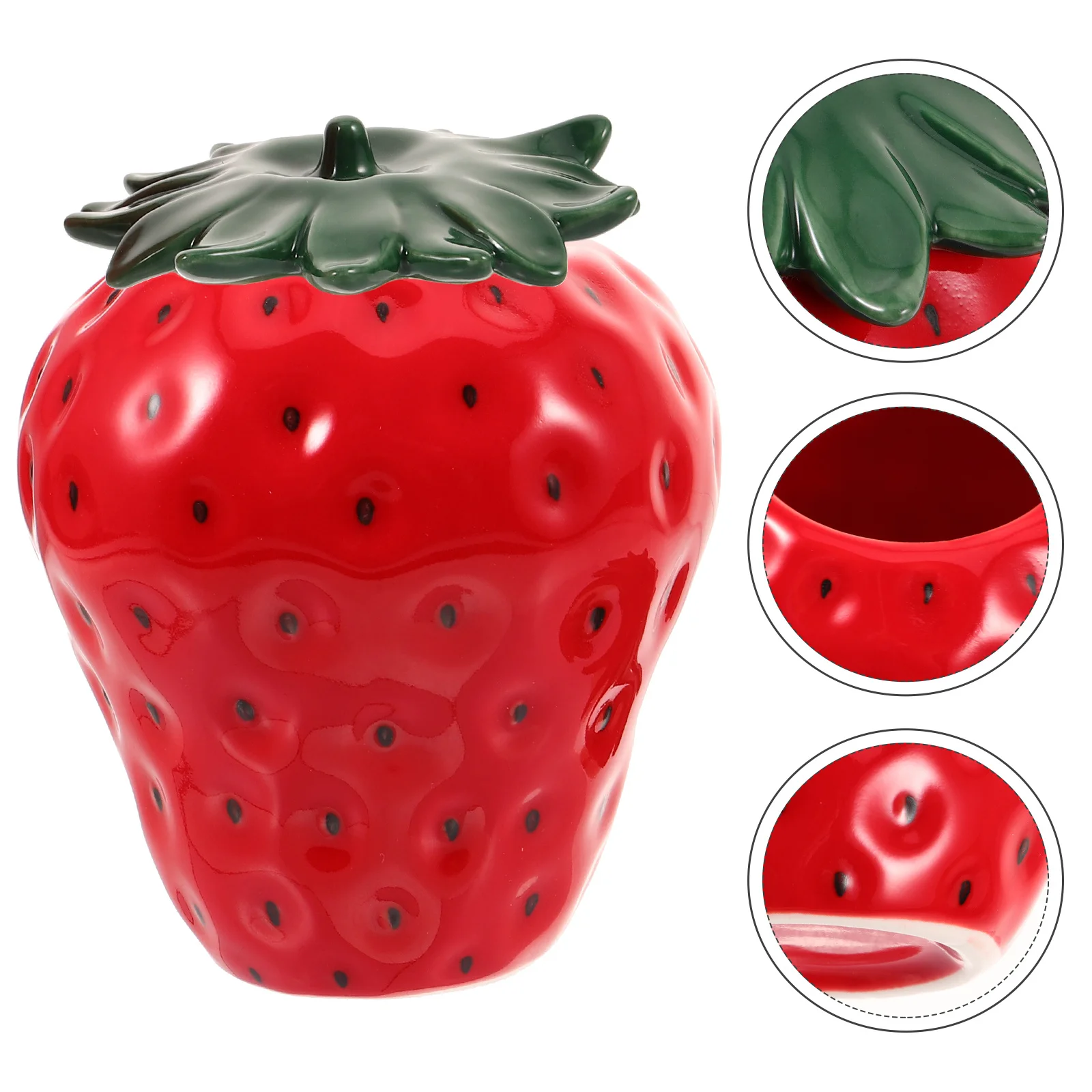 

Strawberry Shape Ceramic Tea Jar Candy Storage Container Airtight Lid Decorative Kitchen Canister Fresh Tea Storage Organizer