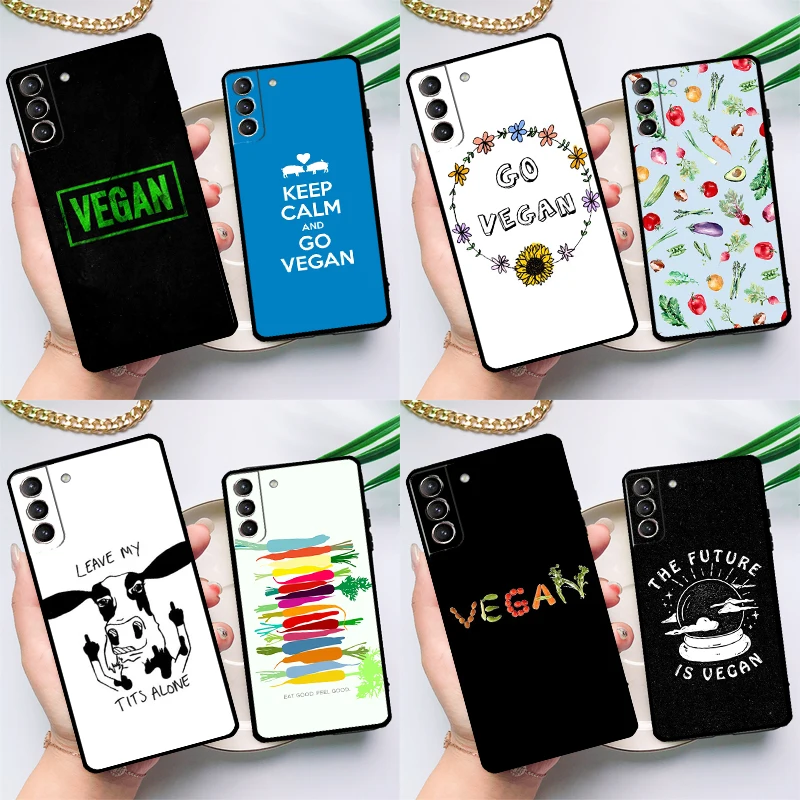 Go Vegan Case For Samsung Galaxy S23 S22 S21 Ultra S20 FE S9 S10 Note 10 Plus Note 20 Ultra Full Cover