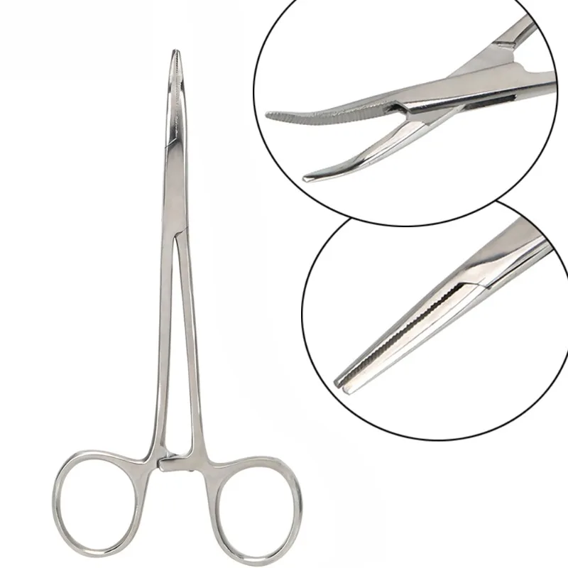 1pc Stainless Steel Straight and Elbow Surgical Tool 12.5/16/18cm Medical Dental Surgical Needle Holder Hemostatic Forceps Clamp