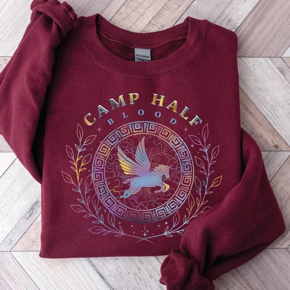 Women Camp Half Blood Camp Jupiter Sweatshirt Book Lover Gift Percy Jackson Sweatshirt Basic Tops Vintage Fleece Sweatshirts