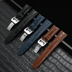 Genuine Leather Strap Stainless Steel Folding Buckle Men Women Curved End Cowhide Watch Band Belt for IWC 20mm 21mm 22mm