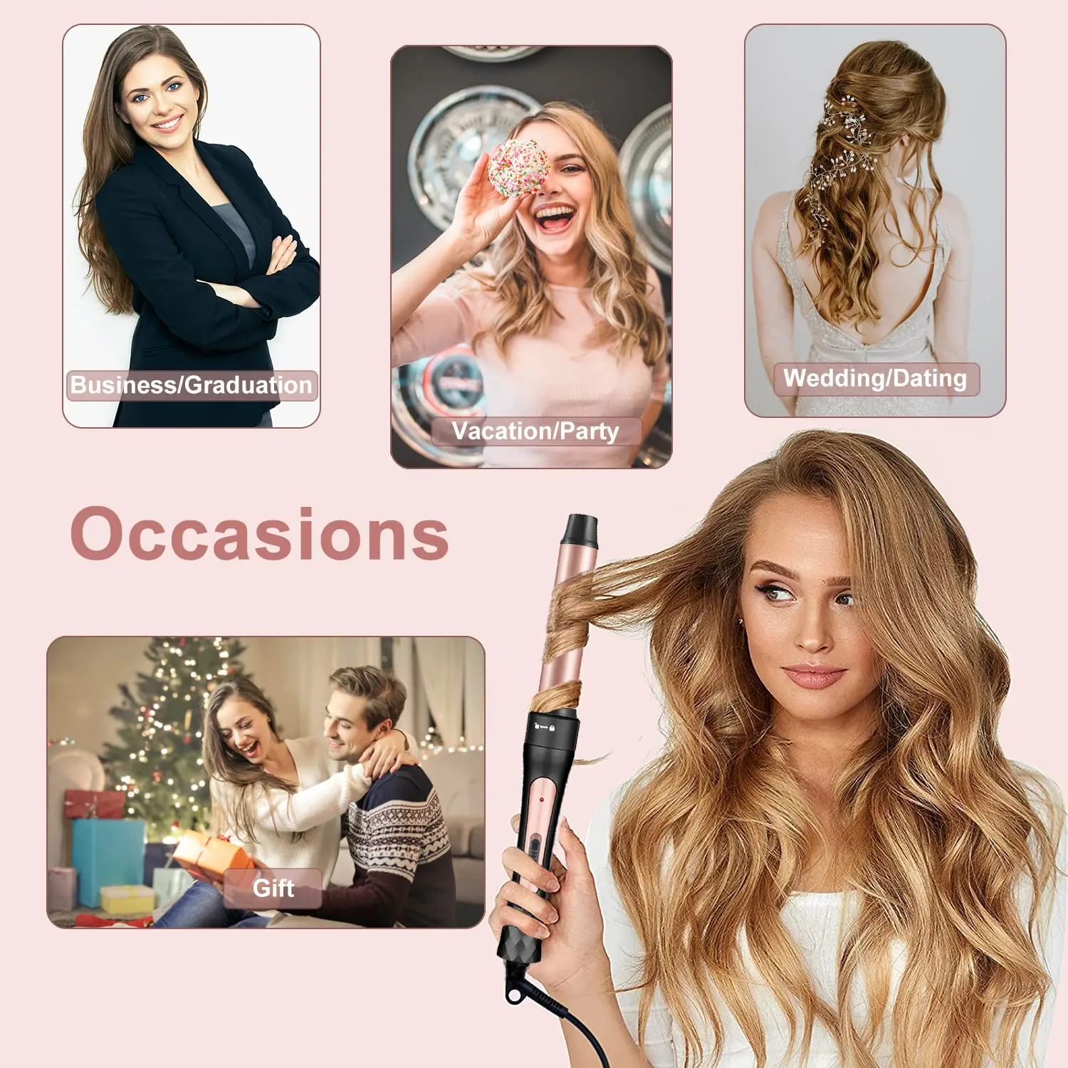 Heated Curling Brush Ceramic Tourmaline Ionic Curling Iron Volumizing Hot Brush Create Root Volume & Loose Curls