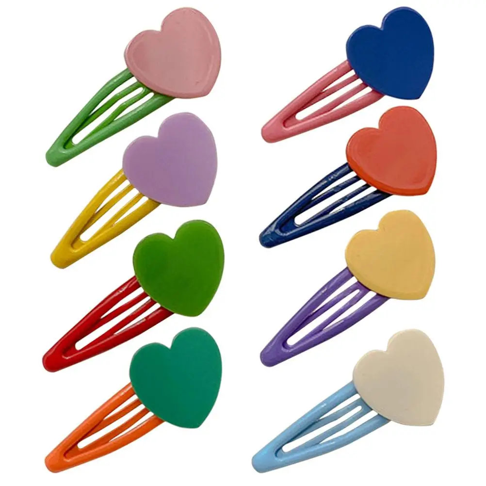 

8Pcs Children Hairpins Kids Accessories HeartShaped Iron Clips Cute Barrettes ToddlerGirls Cartoon Decorative Gifts